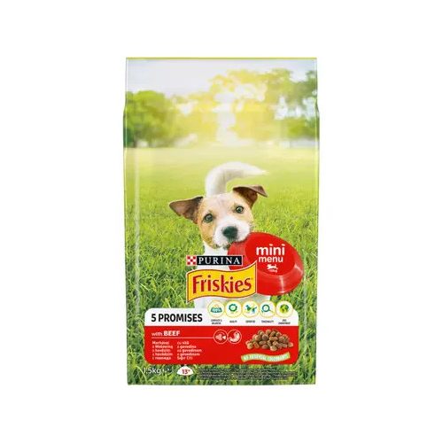 Friskies Purina Mini Menu marhával és zöldségekkel száraz kutyaeledel 1,5 kg
