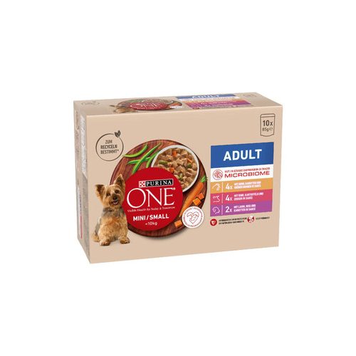 Purina ONE felnőtt kutyaeledel válogatás – csirke, marha, bárány (10x85 g)
