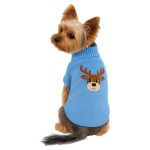 Karácsonyi kötött kutyapulóver rénszarvas mintával