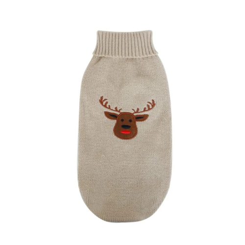 Karácsonyi kötött kutyapulóver rénszarvas mintával